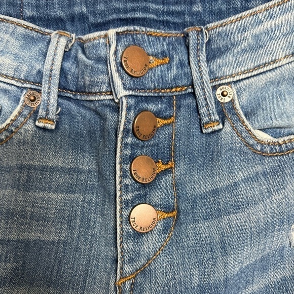 True Religion Womens High Rise Straight Distressed Medium Wash Jean Size 24 - Picture 8 of 8